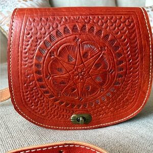 Morrocan tooled leather crossbody